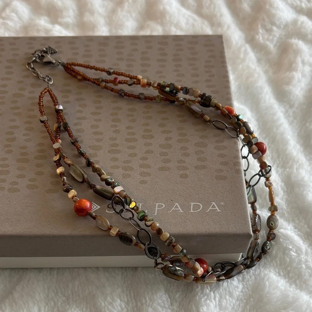 Silpada Fiesta Fun Earthy Tones Beaded and Sterling Silver chain Necklace N1563 - Picture 1 of 4